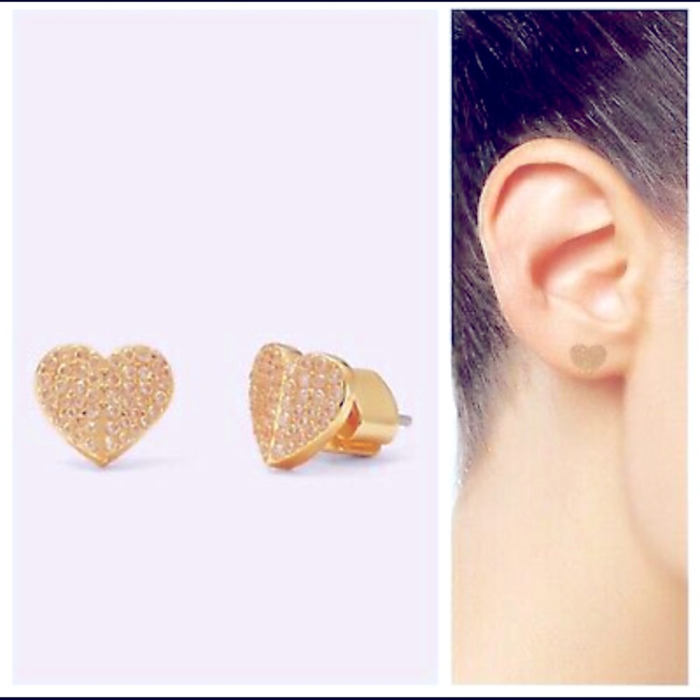 KATE SPADE Gold Heart to Heart Pave Mini Stud Earrings